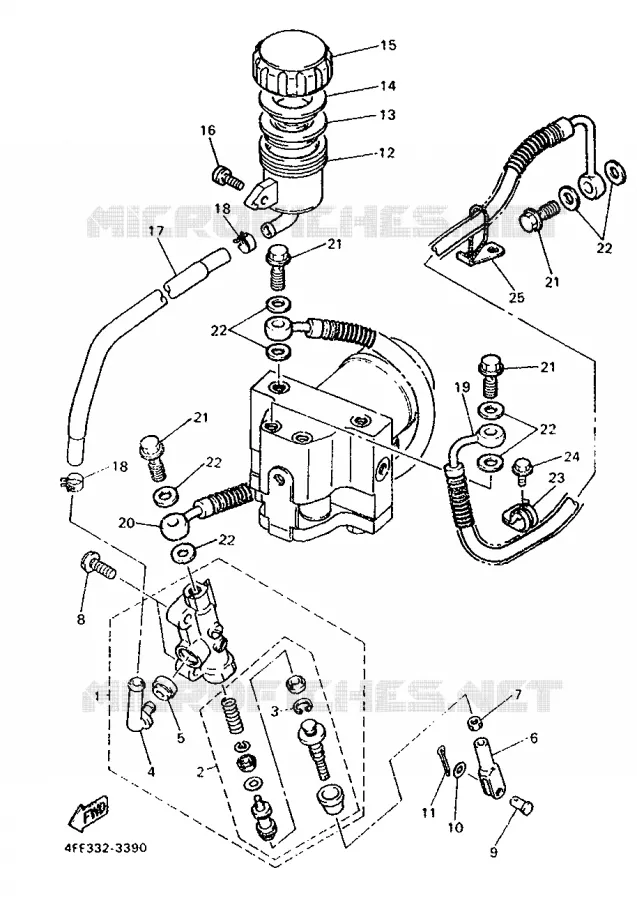 MAITRE CYLINDRE DE FREIN ARRIERE Yamaha MOTO 1000 1993 GTS ABS  GTS1000A