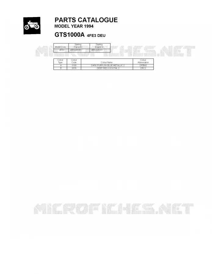 * CATALOG PREFACE * Yamaha MOTO 1000 1994 GTS ABS  GTS1000A