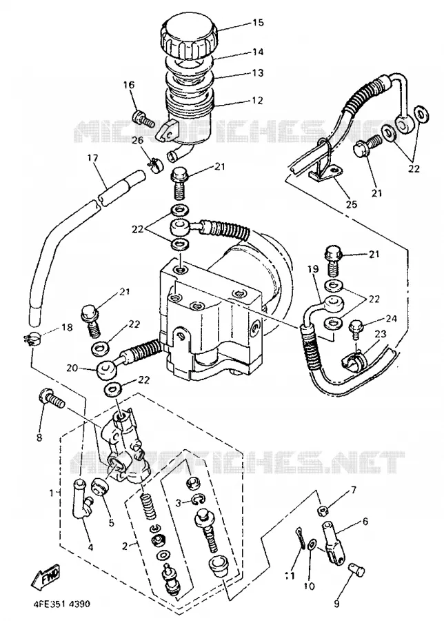 MAITRE CYLINDRE DE FREIN ARRIERE Yamaha MOTO 1000 1994 GTS ABS  GTS1000A