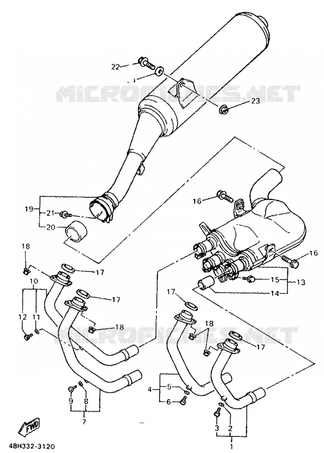 ECHAPPEMENT Yamaha MOTO 1000 1998 GTS ABS  GTS1000A