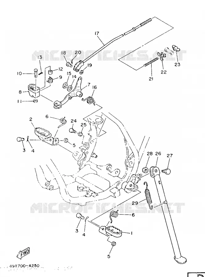 SUPPORT / REPOSE PIEDS Yamaha MOTO 200 1986 IT  IT200