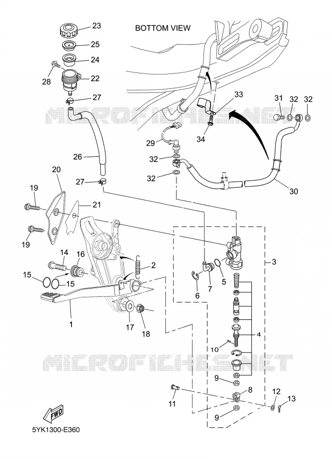 MAITRE CYLINDRE DE FREIN ARRIERE Yamaha MOTO 660 2008 MT03  MT03