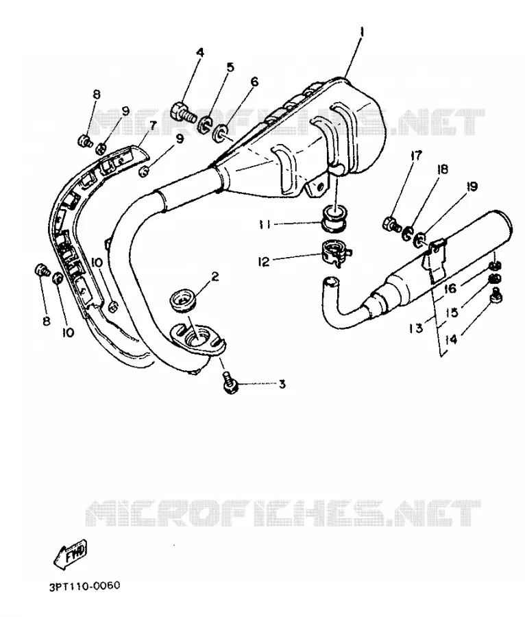 ECHAPPEMENT Yamaha MOTO 50 1993 PW  PW50