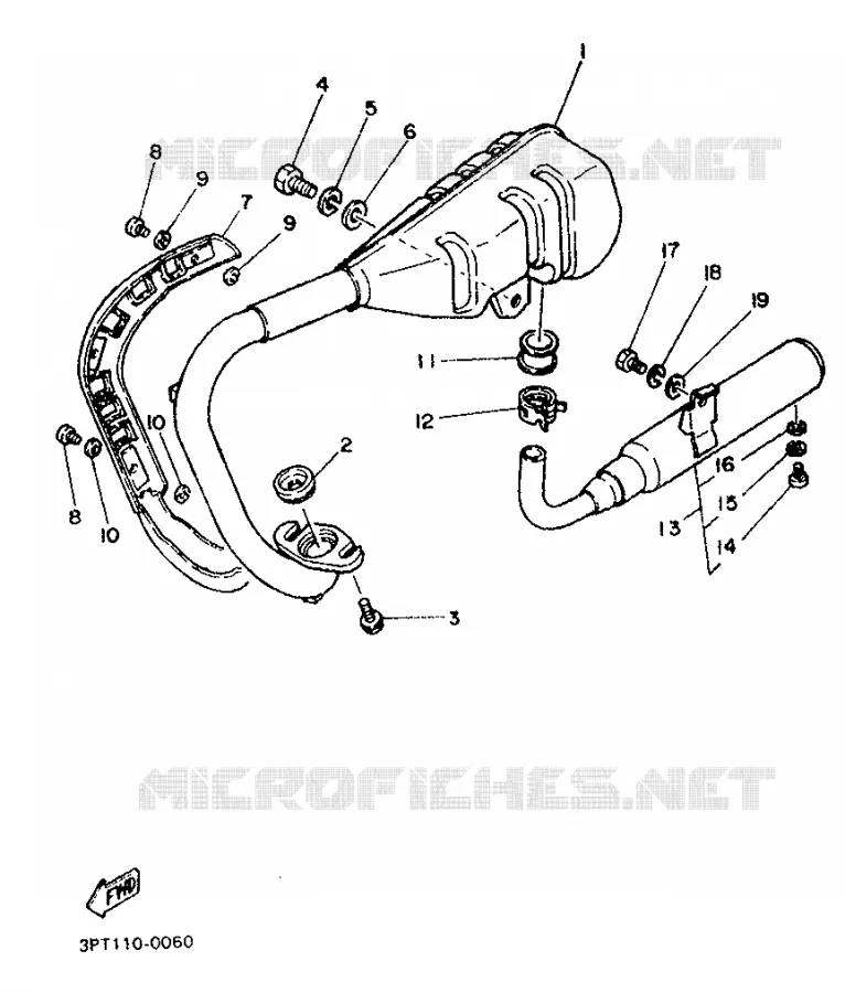ECHAPPEMENT Yamaha MOTO 50 1994 PW  PW50