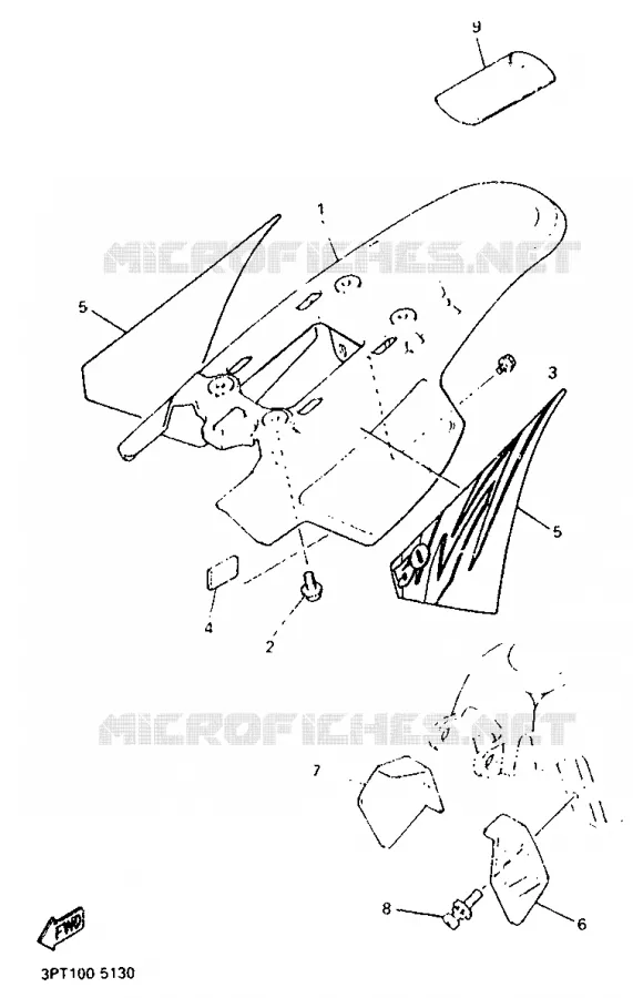 CACHE LATERAL - RESERVOIR D'HUILE Yamaha MOTO 50 1995 PW  PW50