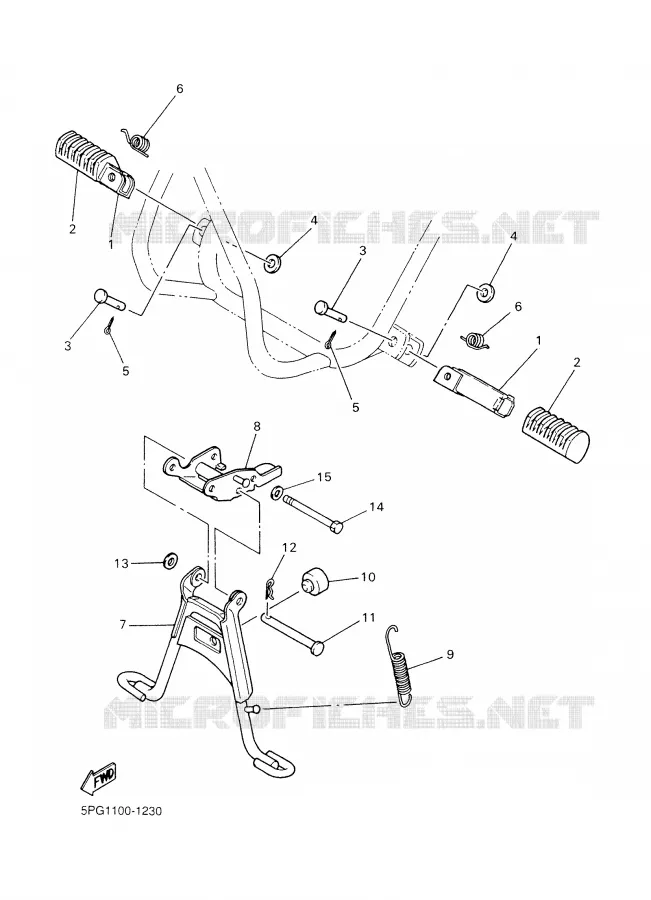 SUPPORT / REPOSE PIEDS Yamaha MOTO 50 2002 PW  PW50