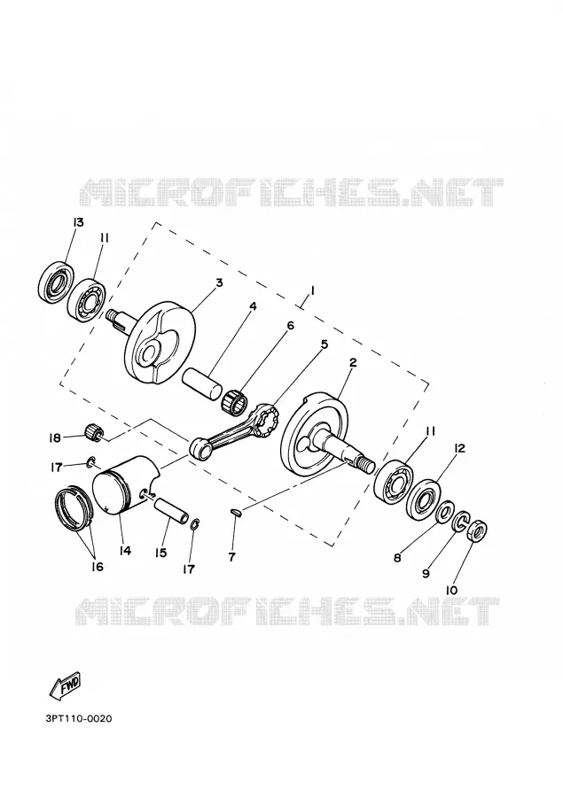 VILEBREQUIN / PISTON Yamaha MOTO 50 2003 PW  PW50