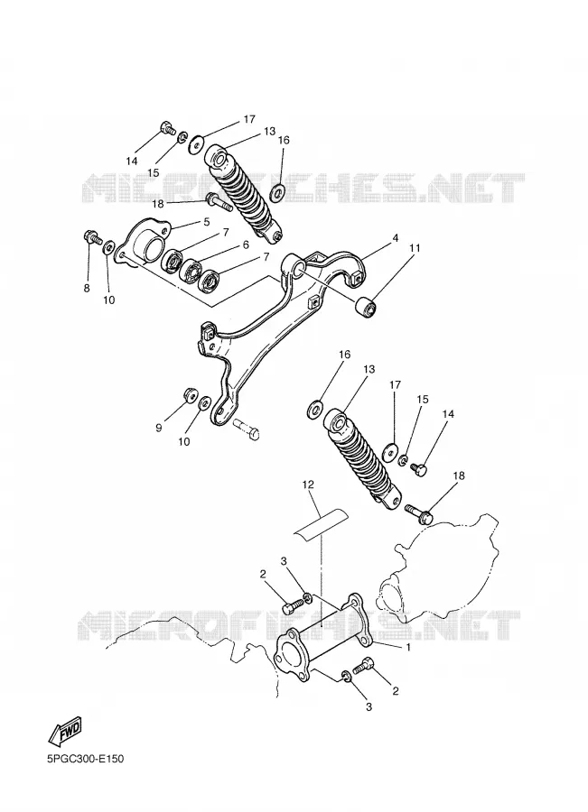 AMORTISSEUR ARRIERE / BRAS OSCILLANT Yamaha MOTO 50 2007 PW  PW50