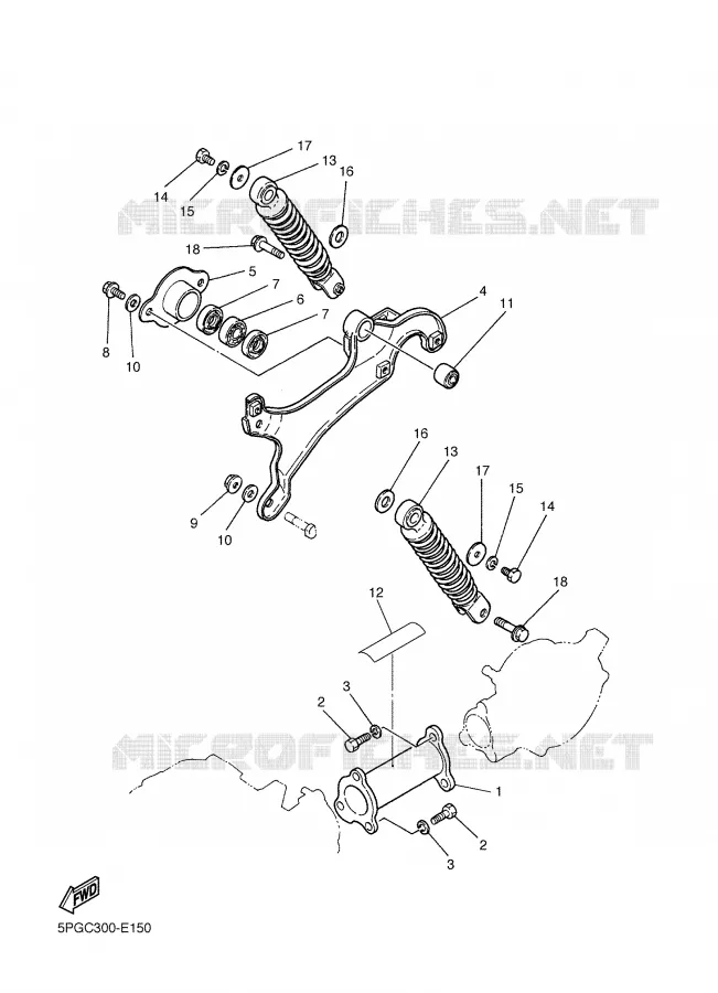 BRAS OSCILLANT / AMORTISSEUR Yamaha MOTO 50 2009 PW  PW50