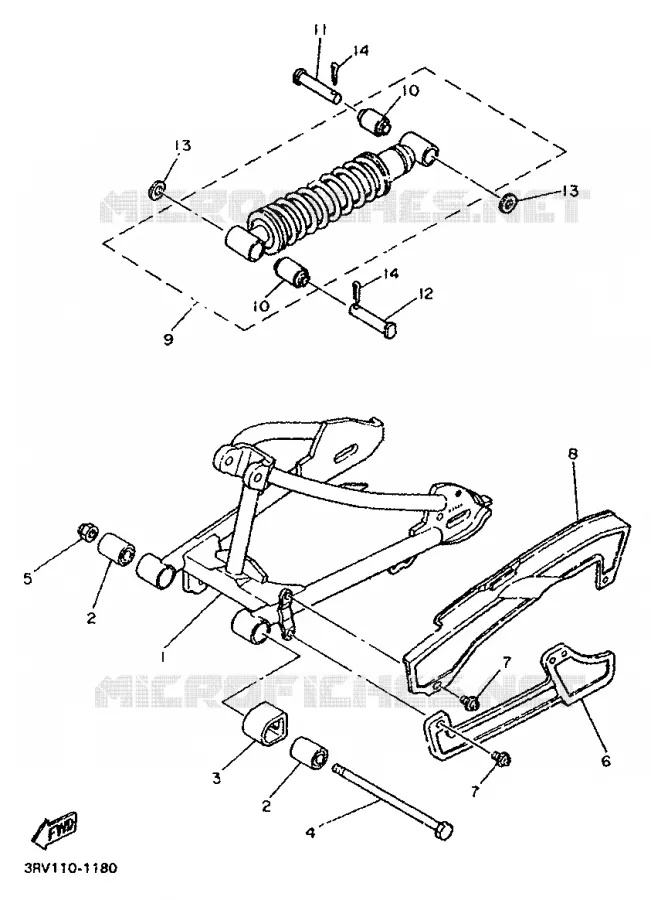 BRAS OSCILLANT / AMORTISSEUR Yamaha MOTO 80 1994 PW  PW80