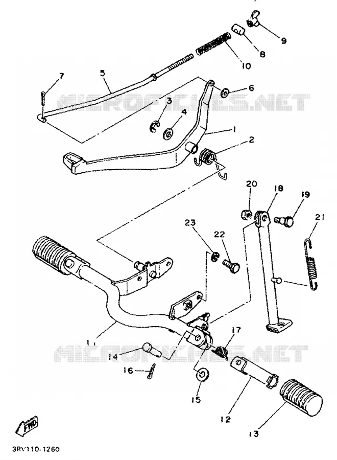 SUPPORT / REPOSE PIEDS Yamaha MOTO 80 1996 PW  PW80