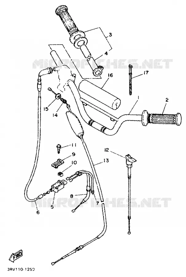 GUIDON ET CABLES Yamaha MOTO 80 1997 PW  PW80