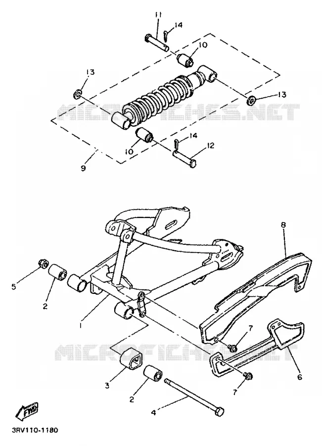 BRAS OSCILLANT / AMORTISSEUR Yamaha MOTO 80 1998 PW  PW80