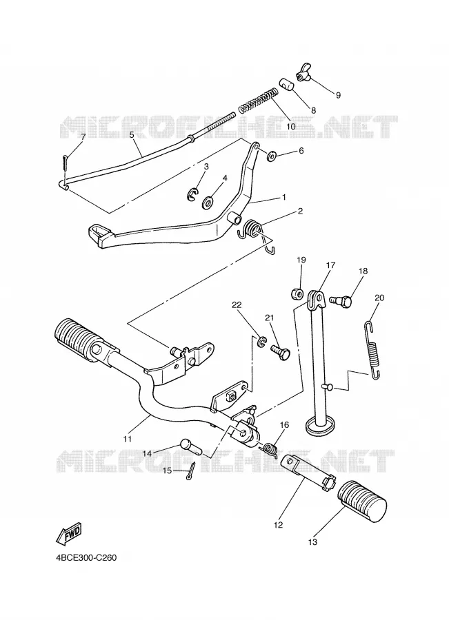 BEQUILLE / REPOSE PIEDS Yamaha MOTO 80 2008 PW  PW80X