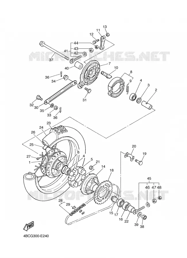 ROUE ARRIERE Yamaha MOTO 80 2009 PW  PW80Y