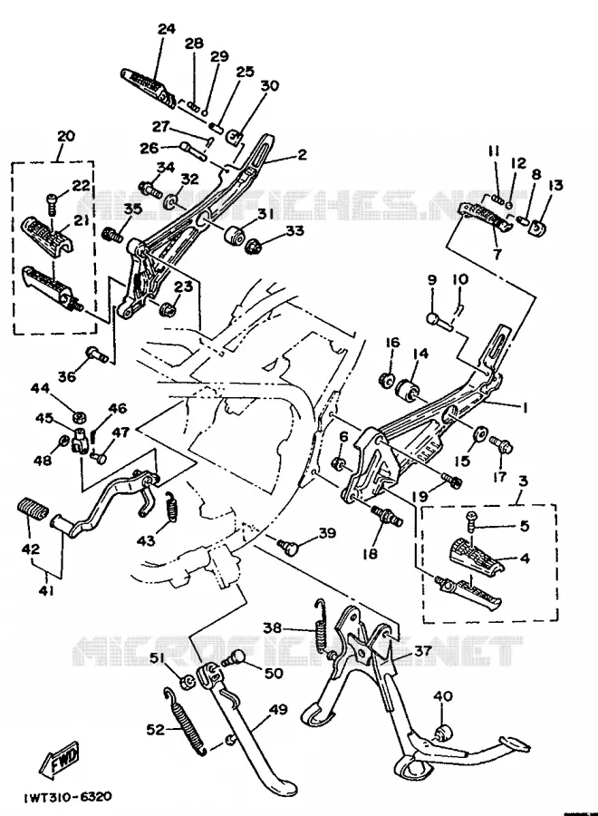 SUPPORT / REPOSE PIEDS Yamaha MOTO 350 1986 RDLC  RD350LC