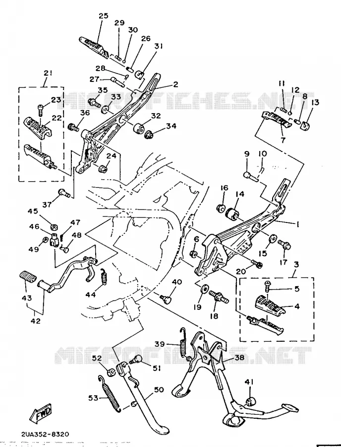 SUPPORT / REPOSE PIEDS Yamaha MOTO 350 1988 RDLC  RD350LC