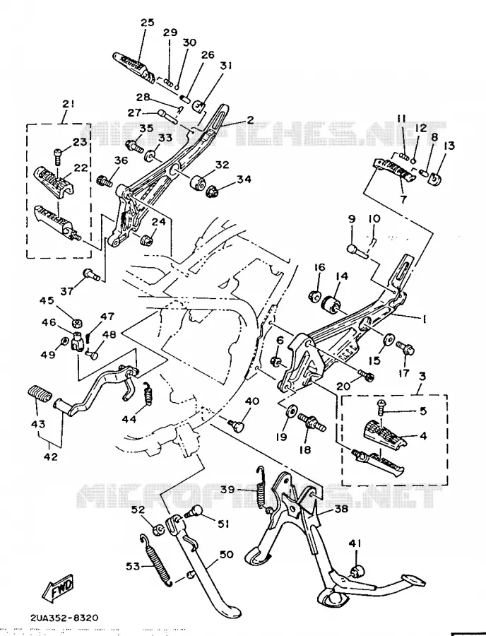 SUPPORT / REPOSE PIEDS Yamaha MOTO 350 1992 RDLC  RD350LC