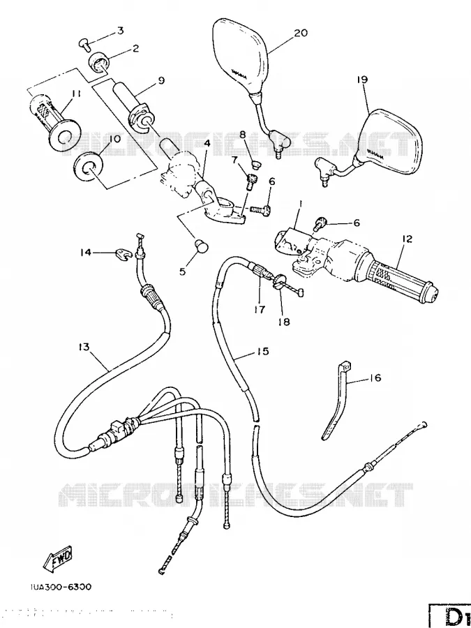 GUIDON ET CABLES Yamaha MOTO 350 1986 RDLC  RD350LC (37KW)