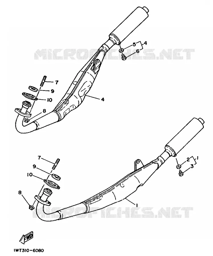 ECHAPPEMENT Yamaha MOTO 350 1988 RDLC  RD350LCF (20KW)