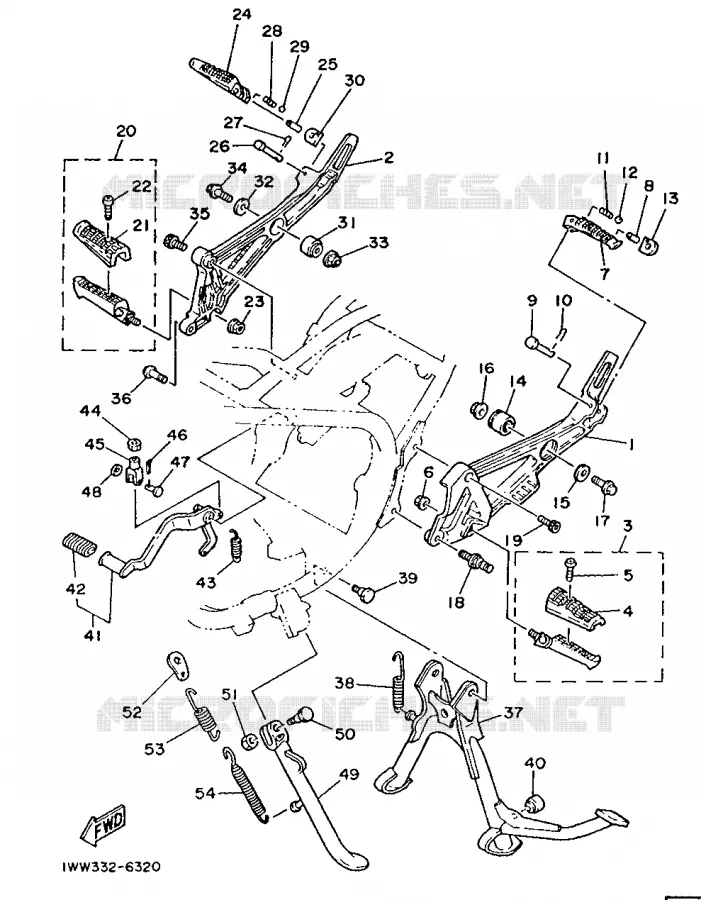SUPPORT / REPOSE PIEDS Yamaha MOTO 350 1986 RDLC  RD350LCF(20KW)