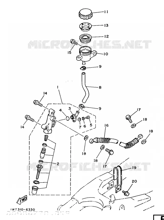 MAITRE CYLINDRE DE FREIN ARRIERE Yamaha MOTO 350 1986 RDLC  RD350LCF(20KW)