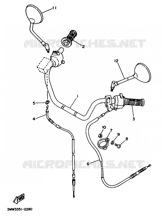GUIDON ET CABLES Yamaha MOTO 125 1992 SR  SR125