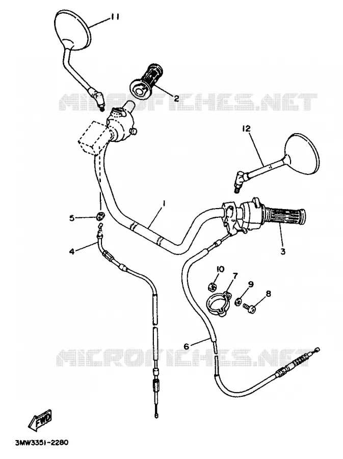 GUIDON ET CABLES Yamaha MOTO 125 1992 SR  SR125