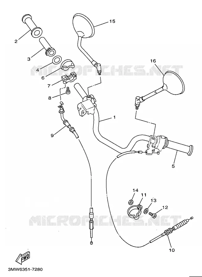 GUIDON ET CABLES Yamaha MOTO 125 1997 SR  SR125