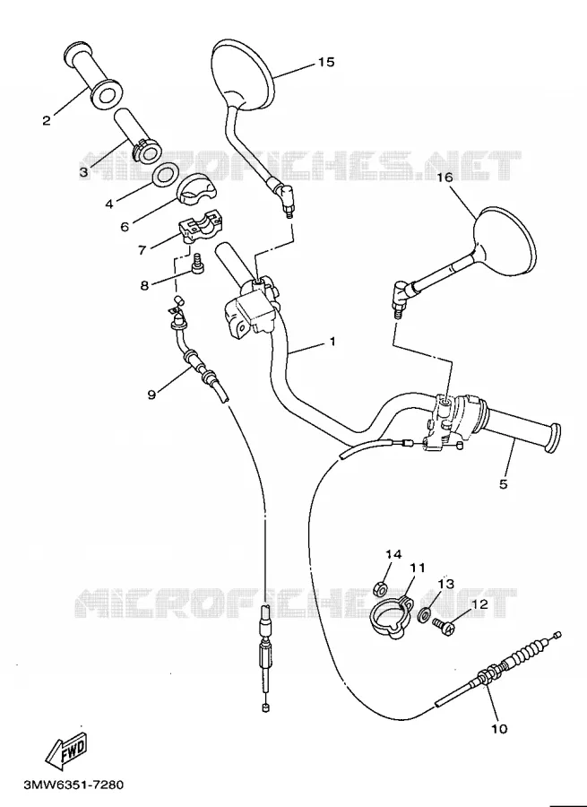 GUIDON ET CABLES Yamaha MOTO 125 1998 SR  SR125