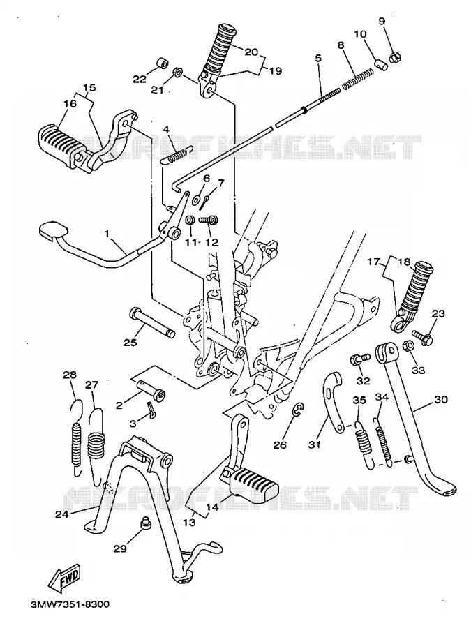 SUPPORT / REPOSE PIEDS Yamaha MOTO 125 1998 SR  SR125