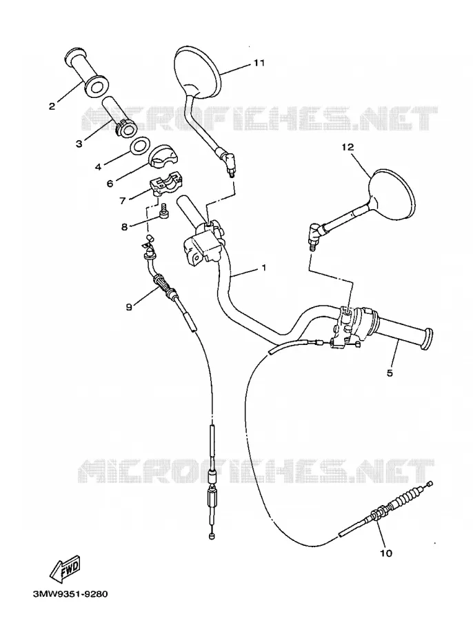 GUIDON ET CABLES Yamaha MOTO 125 1999 SR  SR125