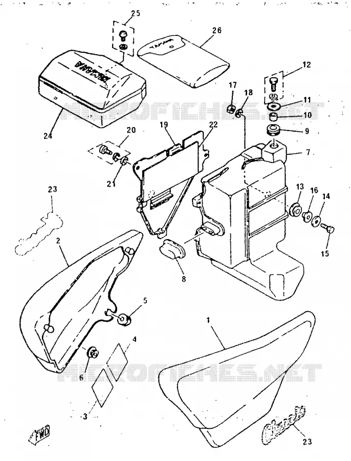 COUVERCLE LATERAL Yamaha MOTO 250 1996 SR  SR250