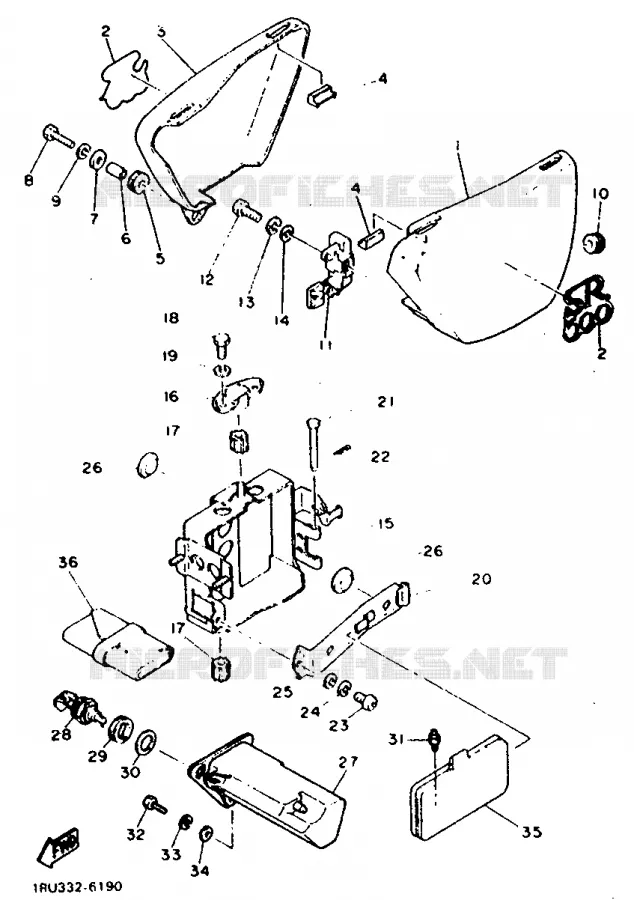 COUVERCLE LATERAL Yamaha MOTO 500 1988 SR  SR500