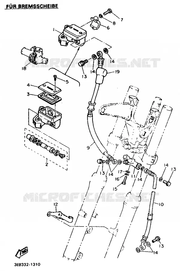 MAITRE CYLINDRE DE FREIN AVANT Yamaha MOTO 500 1991 SR  SR500