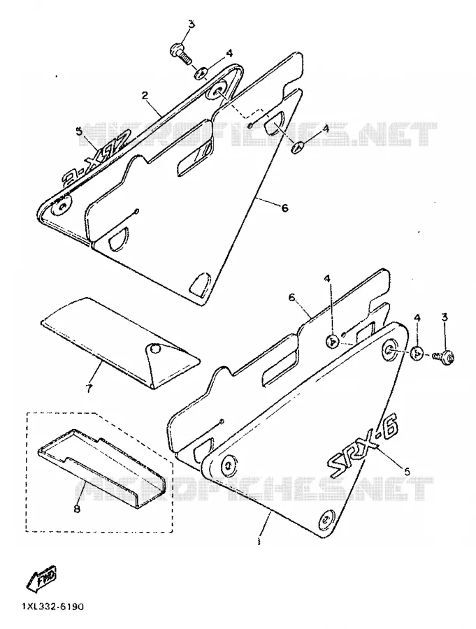 COUVERCLE LATERAL Yamaha MOTO 600 1987 SRX  SRX600