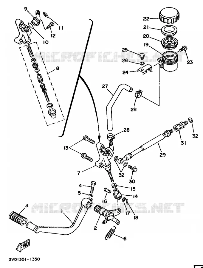 MAITRE CYLINDRE DE FREIN ARRIERE Yamaha MOTO 850 1992 TDM  TDM850