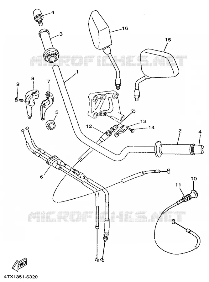 GUIDON ET CABLES Yamaha MOTO 850 1996 TDM  TDM850