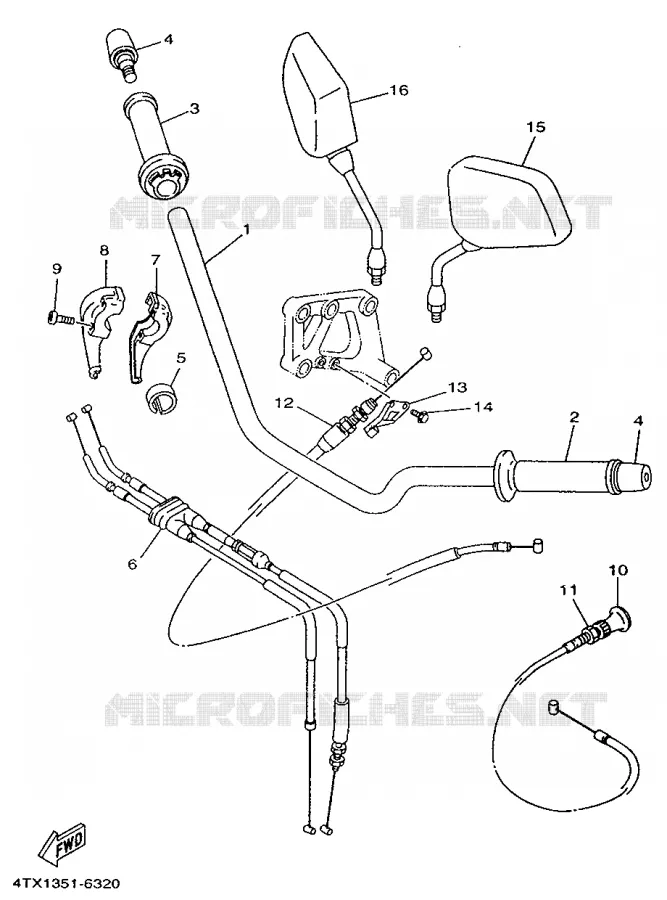 GUIDON ET CABLES Yamaha MOTO 850 1996 TDM  TDM850