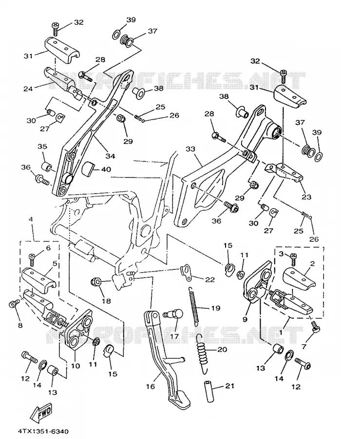 SUPPORT / REPOSE PIEDS Yamaha MOTO 850 1996 TDM  TDM850