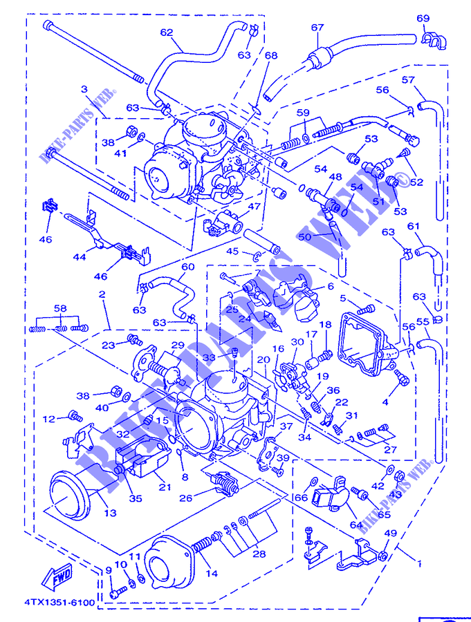 CARBURATEUR pour Yamaha TDM850 de 1997