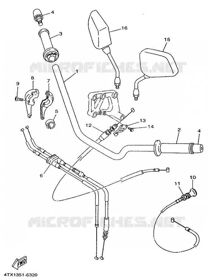 GUIDON ET CABLES Yamaha MOTO 850 1997 TDM  TDM850
