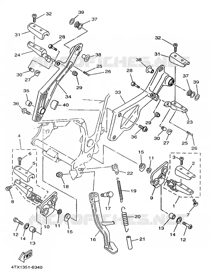 SUPPORT / REPOSE PIEDS Yamaha MOTO 850 1997 TDM  TDM850