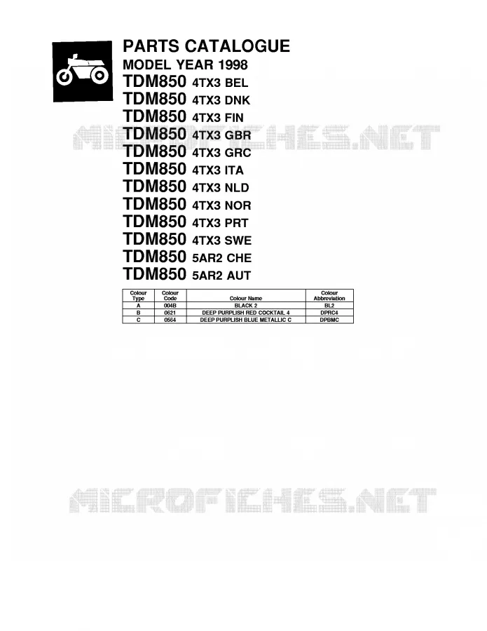 * CATALOG PREFACE * Yamaha MOTO 850 1998 TDM  TDM850