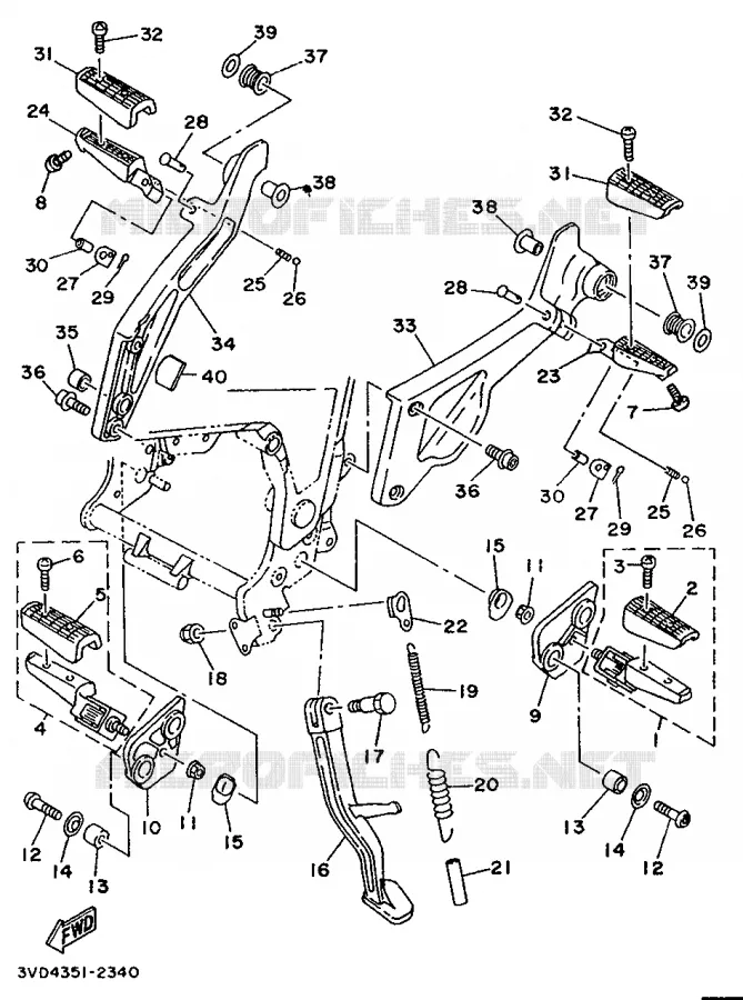 SUPPORT / REPOSE PIEDS Yamaha MOTO 850 1993 TDM  TDM850H