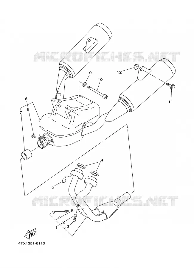 ECHAPPEMENT Yamaha MOTO 850 2001 TDM  TDM850N
