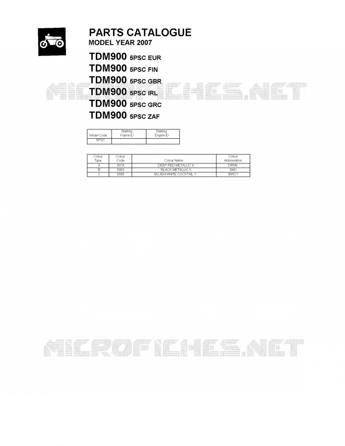 * CATALOG PREFACE * Yamaha MOTO 900 2007 TDM  TDM900