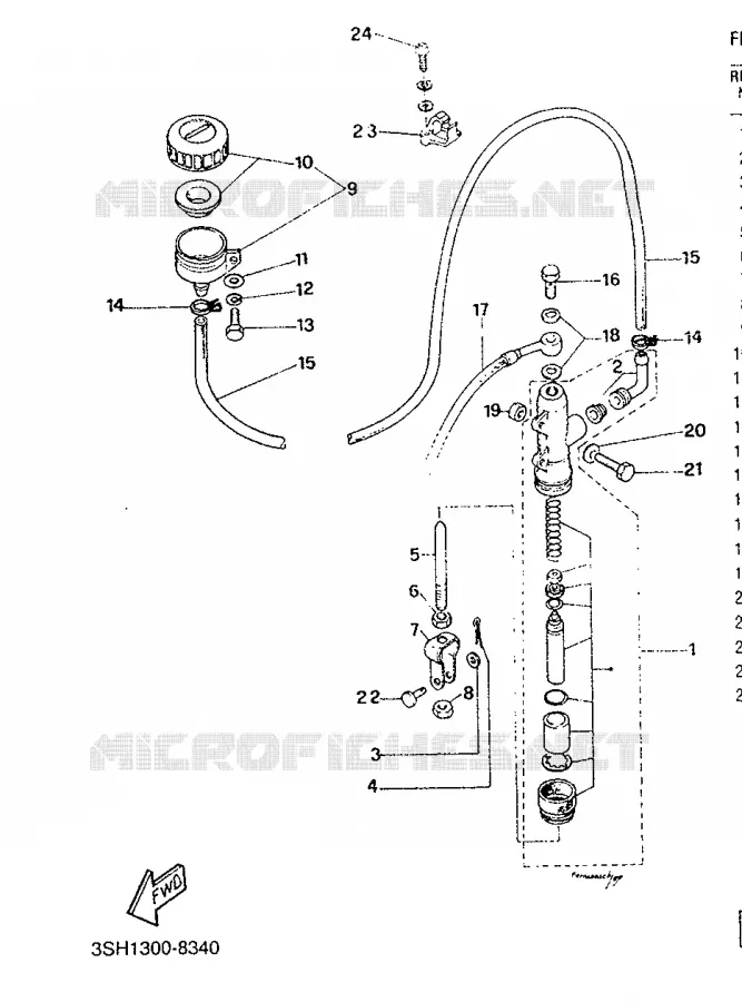 MAITRE CYLINDRE DE FREIN ARRIERE Yamaha MOTO 125 1991 TDR  TDR125