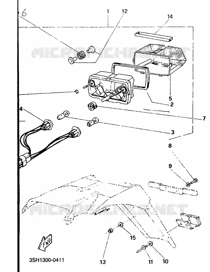 FEU ARRIERE Yamaha MOTO 125 1991 TDR  TDR125
