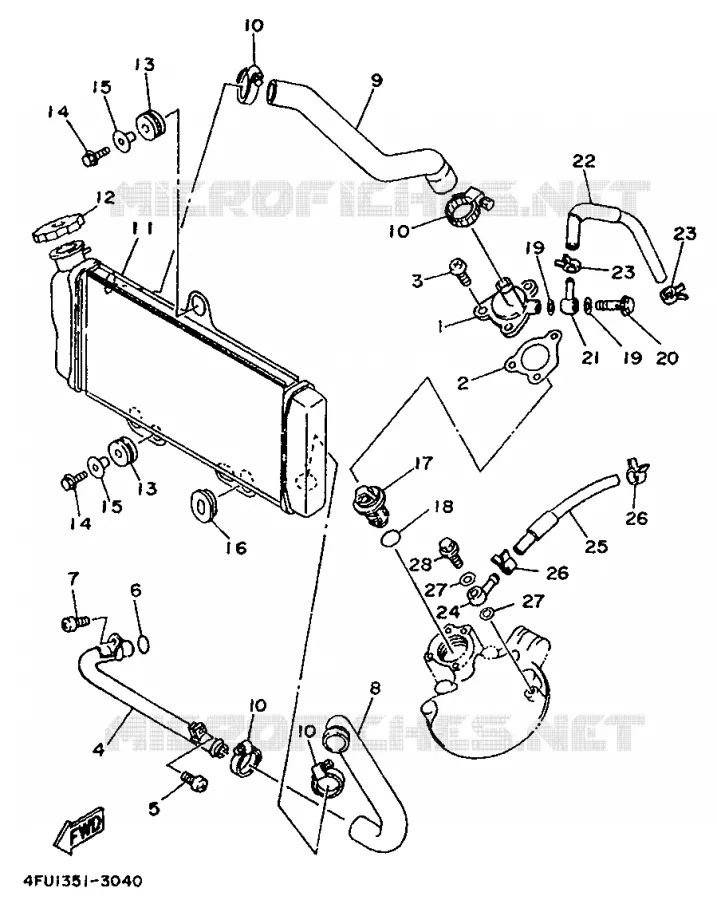RADIATEUR / DURITES Yamaha MOTO 125 1996 TDR  TDR125
